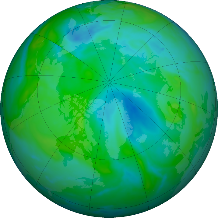 Arctic ozone map for 25 August 2021